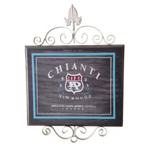 Vintage Chianti Vin Rouge Decor Plaque Wine Decor France Metal Wood France‎